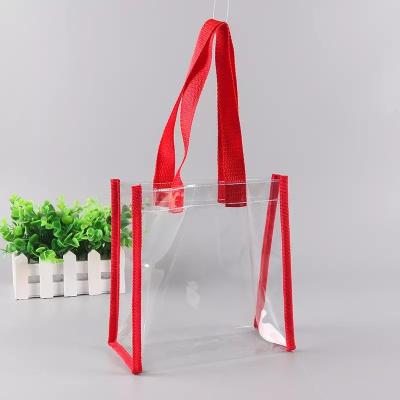 China Custom Plastic Clear Shopping Bag Tote Bags Beach Transparent Pvc Daily Life Gift Bag for sale