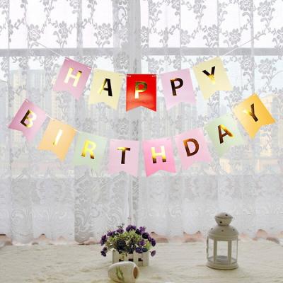 China Birthday letter pull flag HAPPY BIRTHDAY party decoration disposable tan supplies pull flower banner flag for sale