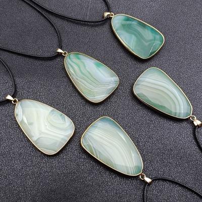 China Natural Green Water Drop Agate Cut Watanabe Necklace Water Drop Shaped Pendant Birthday Gift for sale