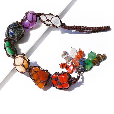 China Other Wholesale Seven Chakra Semi-Gem Hanging Decoration Natural Glans Car Pendant Healing Reiki for sale