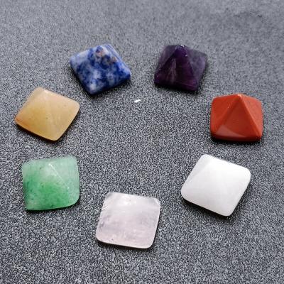 China Other 7 Sets/Sets Mini Small Chakra Natural Stone Pyramid Ring Face Carving Feng Shui Reiki Healing Gems for sale