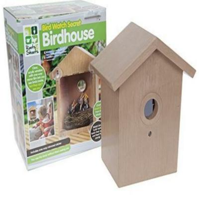 China Sustainable Fashion Nice Wood With Clear Back And High Quality Suction Bird House With Bark Custom Creative Hanging Wooden Nest Bird House for sale