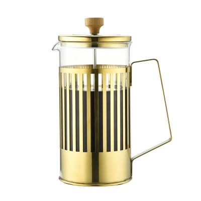 China Sustainable High Quality Portable French Press Coffee Maker With Champagne Gold Plating for sale