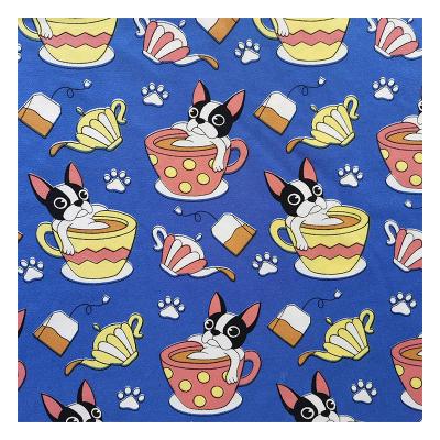 China Best Selling Single Side Printed Silk Print Fabric Tear-resistant Polyester Milk Fabric Autumn And Winter Dog Printed Pajamas Fabric for sale