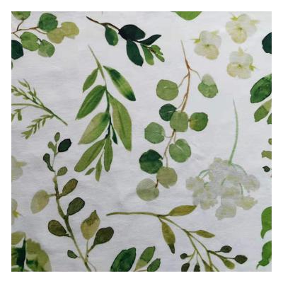 China Hot Selling Shrink-Resistant Green Plant Printed Knitted Stretch Milk Silk Fabric Clothing Knitted Fabric for sale