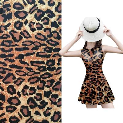 China Custom Wicking Leopard Print Polyester Stretch Knitted Swimsuit Digital Printing Fabric For Swimwear for sale