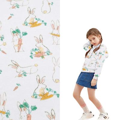 China Wholesale Anti-Static Rabbit And Carrot Printing 100% Cotton Double Knit Fabric For Garment for sale