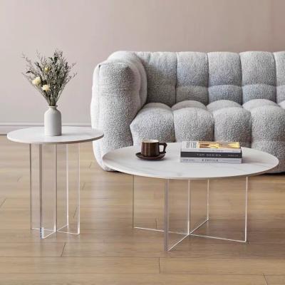 China (Other)Customized fashionable adjustable round coffee table set new design top low acrylic coffee tables for sale