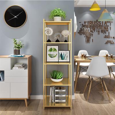 China (Others)Adjustable Custom Living Room Shelf Design 4 Tiers Floor Standing Display Storage Rack Full Metal Shelf for sale