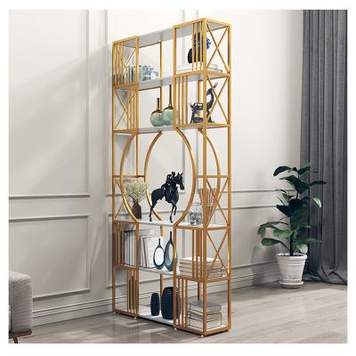 China Multi-Layer Adjustable Creative Gold Furniture Wedding Modern Shelf Iron Living Room Display Rack Office Partition Decoration Rack (The Other) for sale