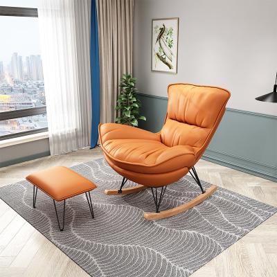 China (Other) Nordic Design Furniture Fabric Adjustable Sofa Chair Footrest Recliner Lounge Adjustable Lazy Rocking Chair With Metal Base for sale