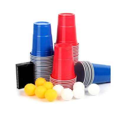 China Disposable Card Game Beer Pong Cups Party Cups Drinking Game Sets 480ml Beer Pong Cups With Balls for sale