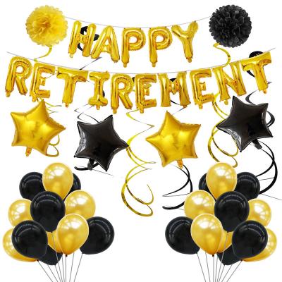 China 16 Inch Happy Retirement Letter Balloon Party Decoration Set Retirement Party Decoration Layout Balloon Gold Set Set for sale