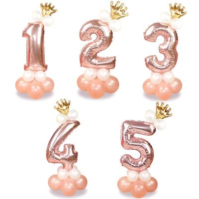 China Princess Birthday Rose Gold Number Foil Balloons Party Decoration Happy Balloons Baby Shower Kids Birthday Party Decorations Number Balloon for sale