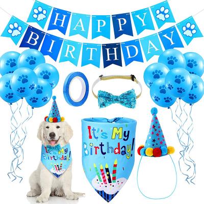 China Dog Party Decoration Pet Supplies Happy Birthday Dog Bandana or Pet Dogs Party Cake Decoration Happy Birthday Banner and Hat Bow Tie Props for sale