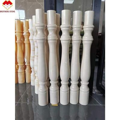 China Customized Hotel or Villa White Marble Alabaster Stair Baluster Modern Design Style for sale