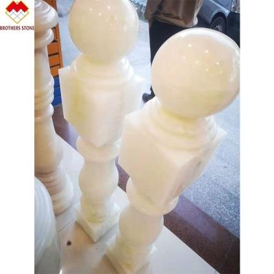 China White Onyx Marble Stone Granite Railing Handrail Balauster Balustrade for Stair in Apartment for sale