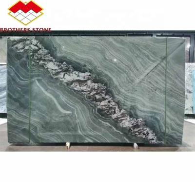 China Modern Hotel Dining Table with Polished Green Marble Surface and Custom Graphic Design for sale