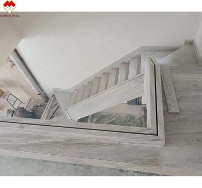 China White Wood Look Marble Tiles Stair Follow Veins for a Versatile and Timeless Design for sale