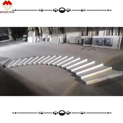 China Anti-slip Groove Steps Calacatta Patterns Sintered Stone Stairs with Led Lighting for sale