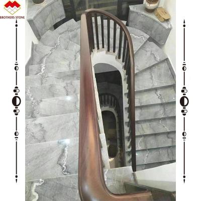 China Waterjet Marble Steps and Risers for Custom Stair Nosing on Natural Stone Arc Stair for sale