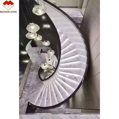 China Natural White Marble Staircase Stone Marble Non Slip Steps For Stairs And Risers for sale