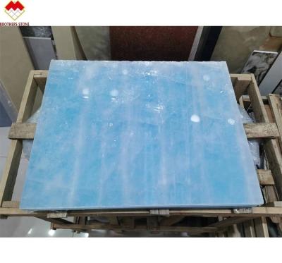 China Beautiful Backlit Blue Crystal Onyx Slab Perfect for Modern Home and Hotel Decoration for sale