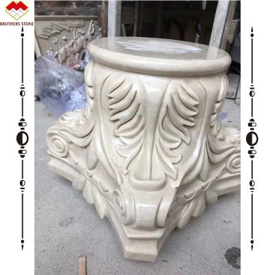 China Hand Carved Marble Square Column Capital for Western Design Marble Pillar Decoration for sale