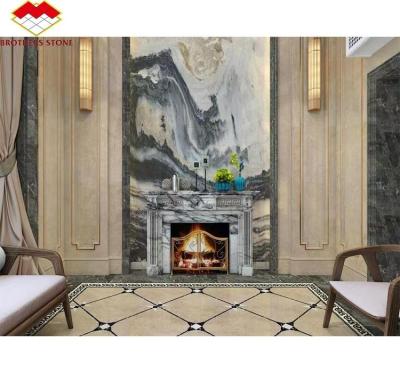 China Indoor Fragrant Snow Plum Fireplace Surround in Arched French Style Stone for York Homes for sale