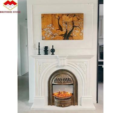 China Modern Italian Style Marble Fireplace Mantel Indoor Decorative Stone Fireplace in Granite for sale