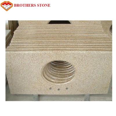 China Polished Half Bullnose G682 Rusty Yellow Granite Bathroom Vanity Tops for sale