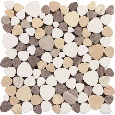 Chine Tuiles de mosaïque en verre noires et blanches, tuile de marbre ronde 30x30 de mur de mosaïque de la triangle 3D à vendre