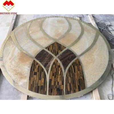 Cina Marmo su ordinazione di Jet Medallion Natural Wall Decoration dell'acqua del pavimento di mosaico in vendita