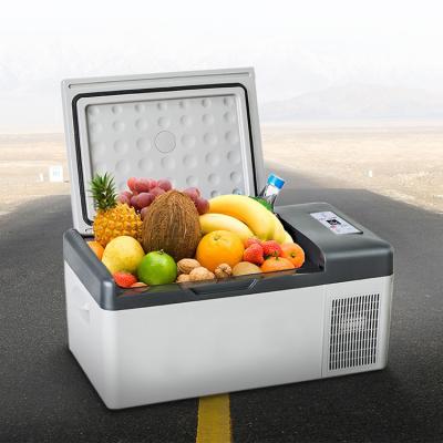 China Low Power Consumption 15L 12v Car Truck Compressor 24v Travel Freezer Fridge Motorhome Fridge for sale