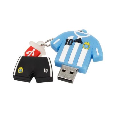 China Cartoon World Cup Jersey Shaped Soft PVC Glue USB 2.0 4GB 8GB 16GB 32GB 64GB U Flash Disk With Key Chain for sale