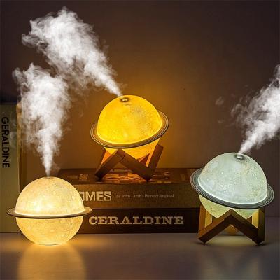 China New Design LED USB Mini Night Light Mini Air Humidifier Colorful Round Desktop Moon Lunar Creative Humidifier for sale