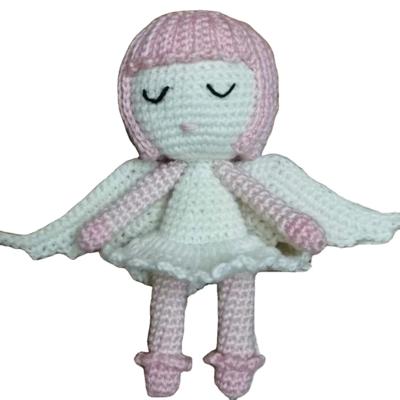 China Cartoon Toy Best Gifts for Newborn 100% Organic Handmade Crochet Cotton Adorable Baby Doll with Angel Wing Amigurumi Soft Toys Custom for sale