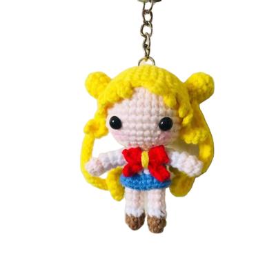 China Milk Cotton Wholesale OEM Baby Crochet Amigurumi Teether Animal Toys 100% Handmade Knitted Sailor Moon Toy for sale