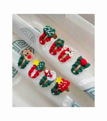 China Fashion Customized Christmas Ladies Cotton Yarn Crochet Headdress Hairpin Cartoon for sale