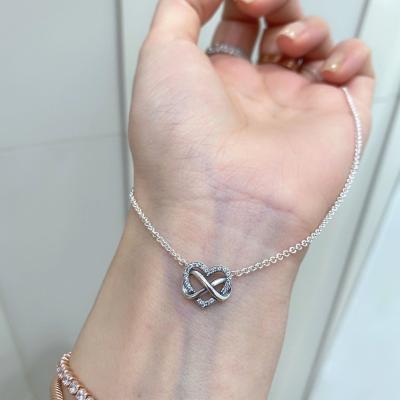 China Designer Jewelry Famous Brands 925 Sterling Silver Infinity And Heart Cross Necklace Adjustable Length New Design Lead Free Nickel Free Women Jewelry for sale