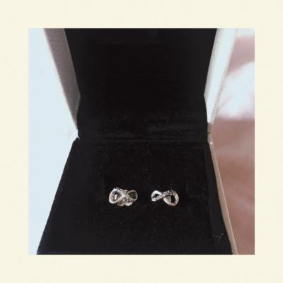 China Infinity Environmentally Friendly Luxury Women's CZ Box 925 Sterling Silver Jewelry Statement One Side Paper Jewelry Gift Cardboard Stud Earrings for sale