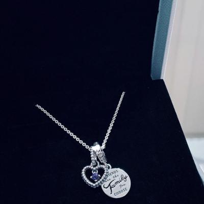 China Necklaces Satin Jewelry Pendant Pocket with Box Brand Colorful CZ Custom Logo Heart Shape 925 Sterling Silver Fine Jewelry Brands Pendant Necklace for sale