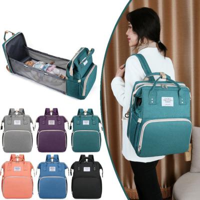 China With USB multifunctional fashion portable large capacity bed mochilas baby diaper mom bag backpack foldable fashionable bags for sale