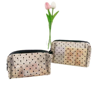 China High Quality Wholesale Makeup Logo Travel Mesh Cosmetic Bag Daily Lifestyle Lovers For Women for sale