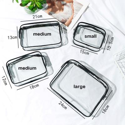 China Low MOQ Transparent Cosmetic Custom Logo Travel Fashion Girl Makeup Bag Waterproof Zippered Toiletries Bag Storage Bag for sale