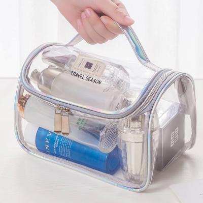 China Fashion Small MOQ Wholesale Hot Selling High Quality Transparent Waterproof Custom Logo Convenient PVC Cosmetic Bags for sale