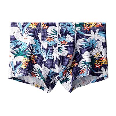 China 2021 Customs Multi Colors Fashion Printing Logo Flower Breathable Underwear Boxer Briefs For Young Man for sale