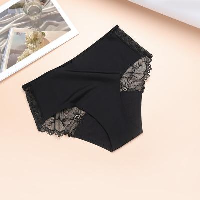 China Antibacterial Wholesale Ladies Black Cavity Lace Up Leak Proof Women Nylon Spandex Panties Menstrual Underwear for sale