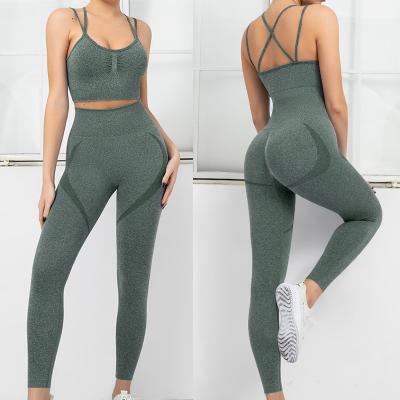 China Breathable Customize Women Seamless Fitness Sets Butt Crac! crack! push up high waist leggings and bra workout set for sale