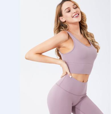 China Antibacterial Custom Gym Women Fitness Set Yoga Tank Top Seamless Leggings Set Soft Stretchy Stretch Yoga Wear Set for sale